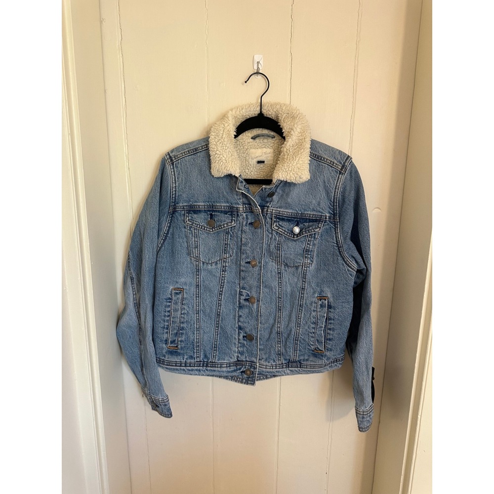 Universal Thread Sherpa Lined Denim Jacket Blue Medium Wash Trucker Small